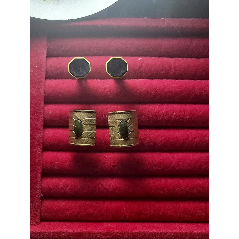 vintage swank cufflinks gold‎ tone 2 Sets